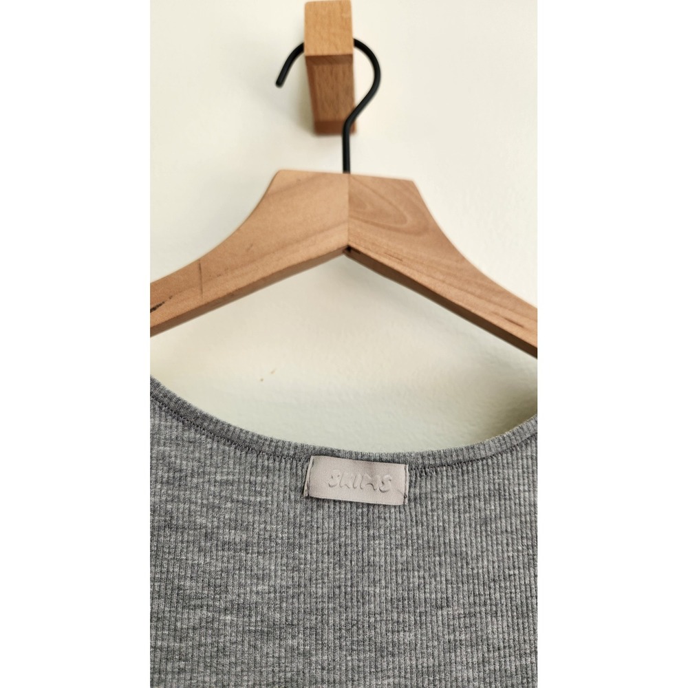 SKIMS Cotton Rib Tank Top Women Medium Heather Grey Scoop Neck Ribbed Fitted - Picture 4 of 9